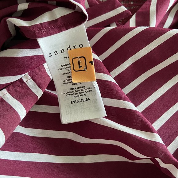 Sandro stripe shirt top with lace - Picture 3 of 4